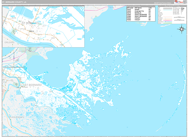 St. Bernard County, LA Wall Map